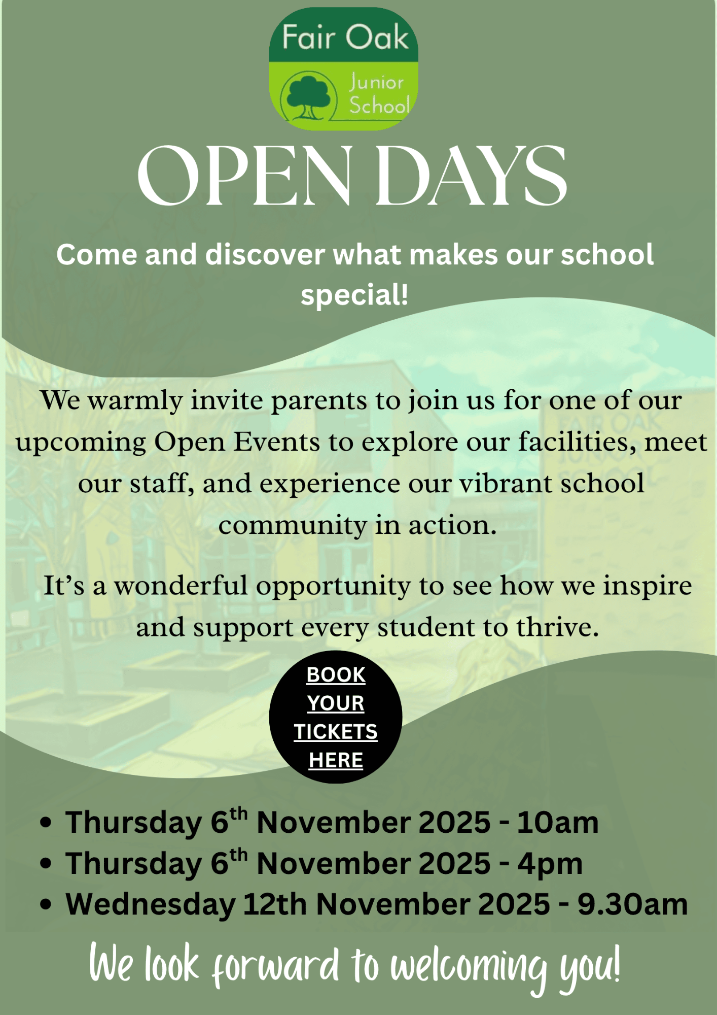 Book your Open Day Tickets